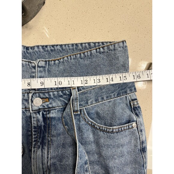 Guess Reda Fold Over High Waist Straight Leg Jeans Belted Medium Wash - Picture 7 of 7